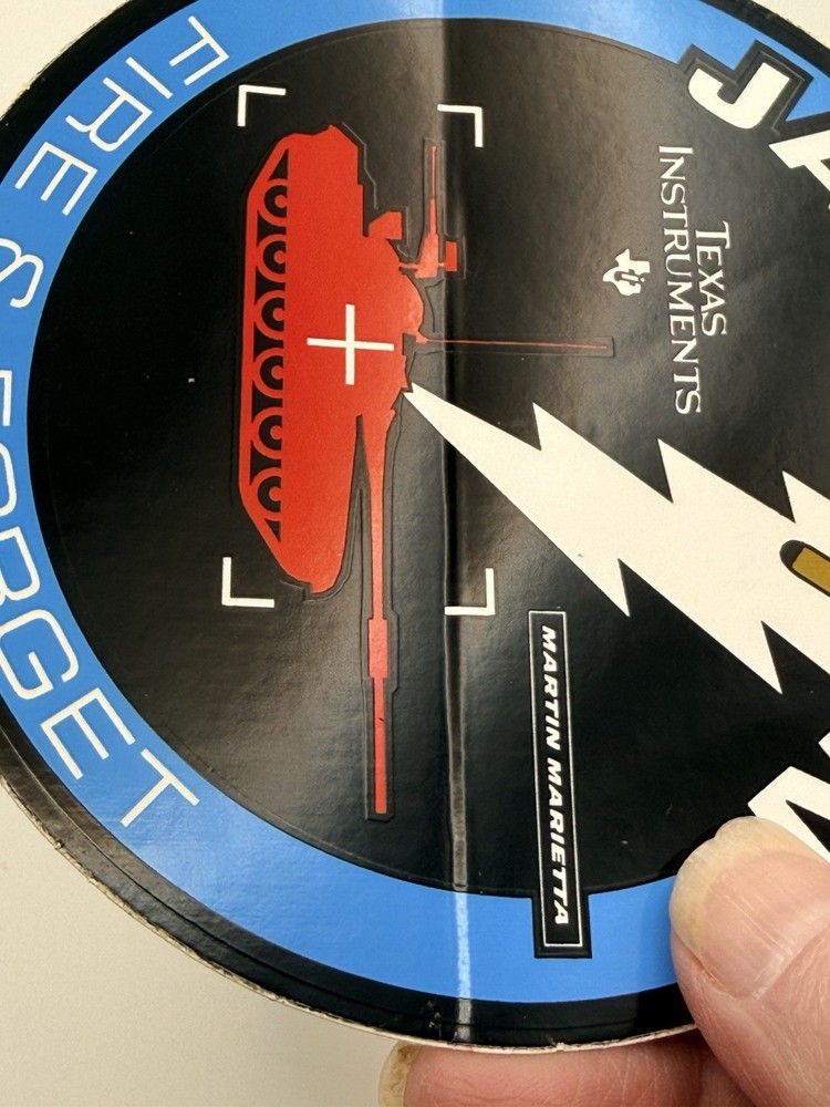 Javelin Fire & Forget Missile Program Decal Texas Instruments Martin Marietta