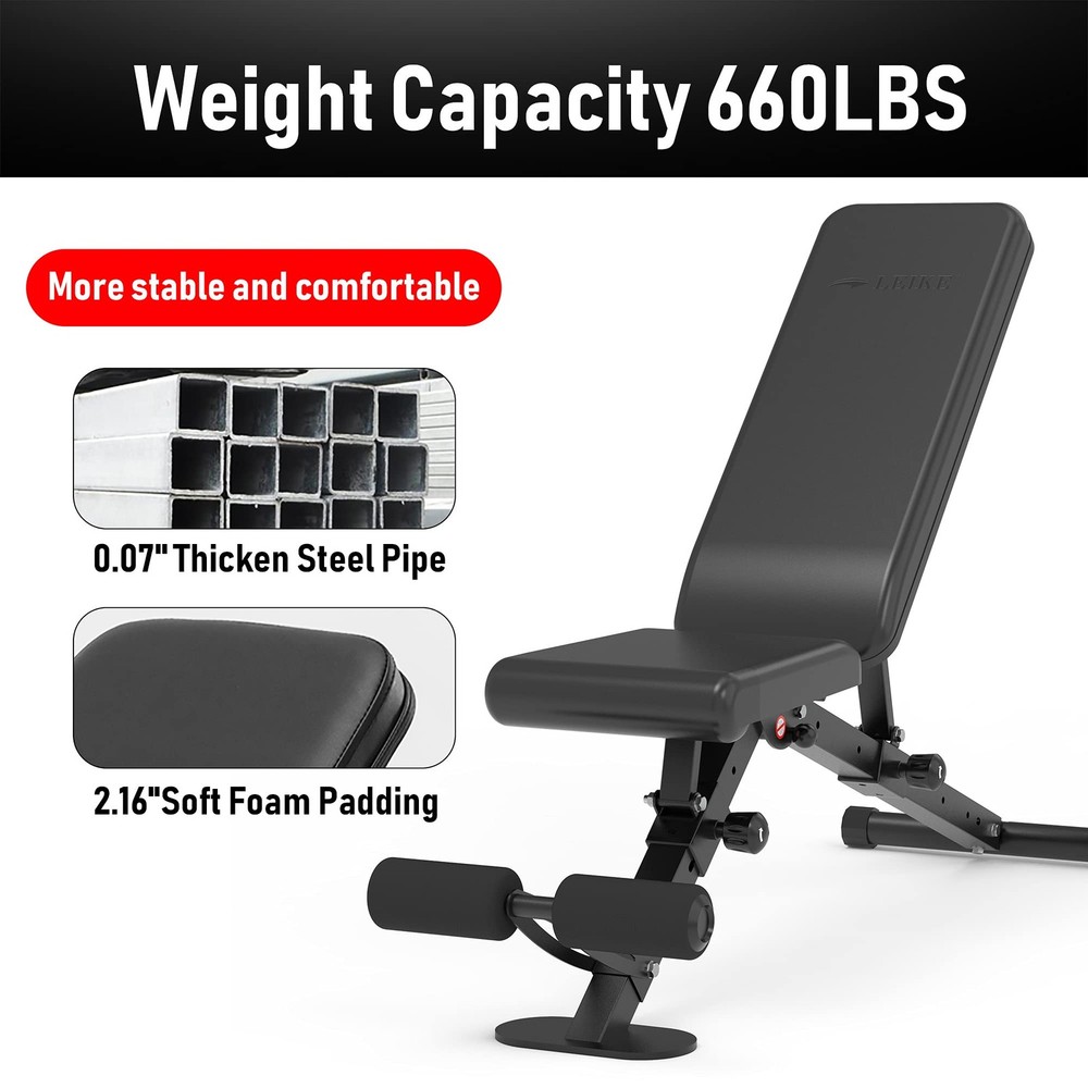 Adjustable Weight Bench Foldable Workout Exercise Bench with Automatic Lock f...