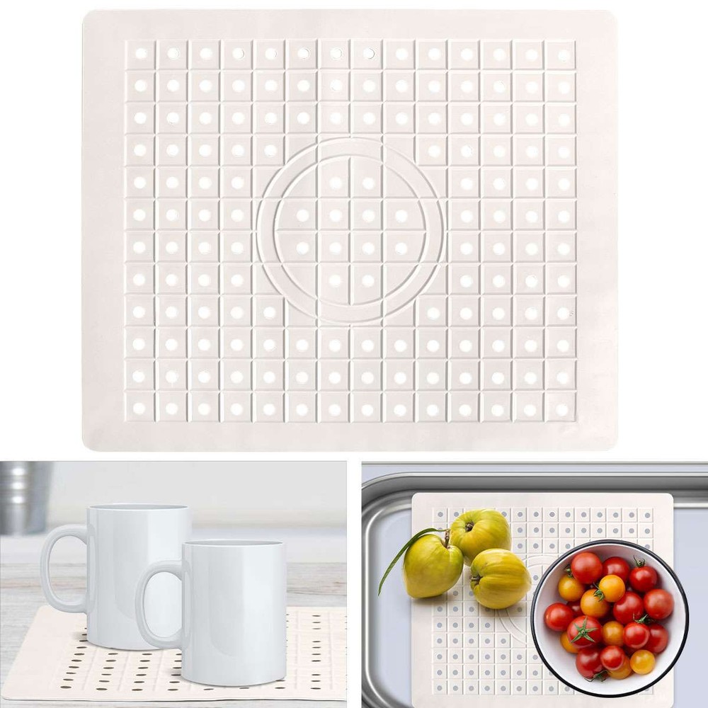 1-4 Pack Kitchen Sink Mat Drain Pad Protector 10" x 12" Non-Slip Rubber Durable