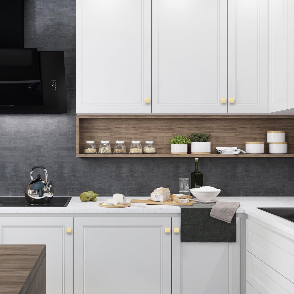 Home Expert 15 Pack Brushed Gold Cabinet Knobs Hardware Square Drawer Pulls Kitc