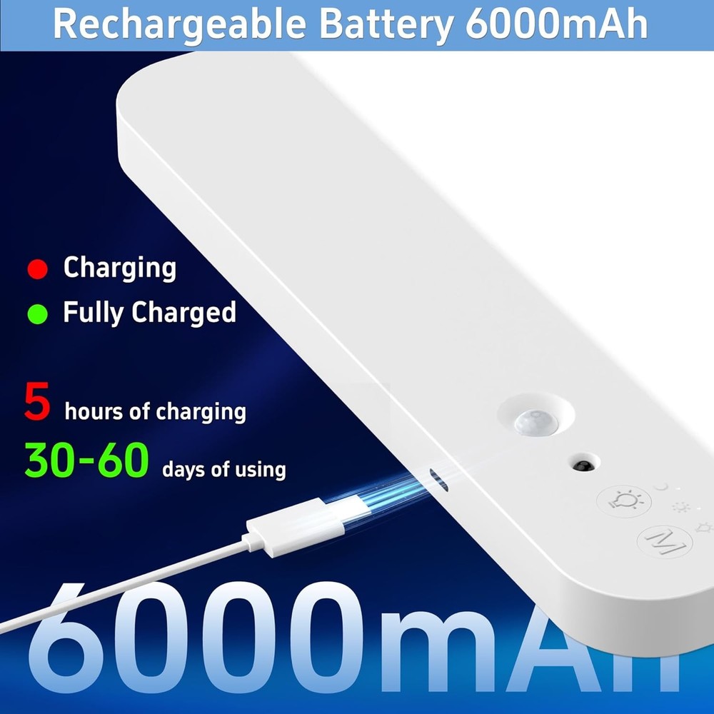 2x Rechargeable Motion Sensor Ceiling Light Dimmable Magnetic Mount Closet Light
