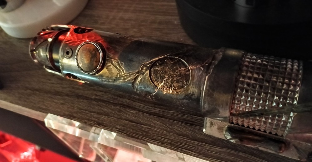 Empty Custom Weathered (Mustafar Inspired) Seven Chambers Aniflex Lightsaber