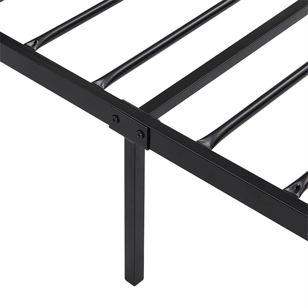 Modern Twin Size Bed Frame Metal Platform Bed Frame Sturdy Slat Support Black US