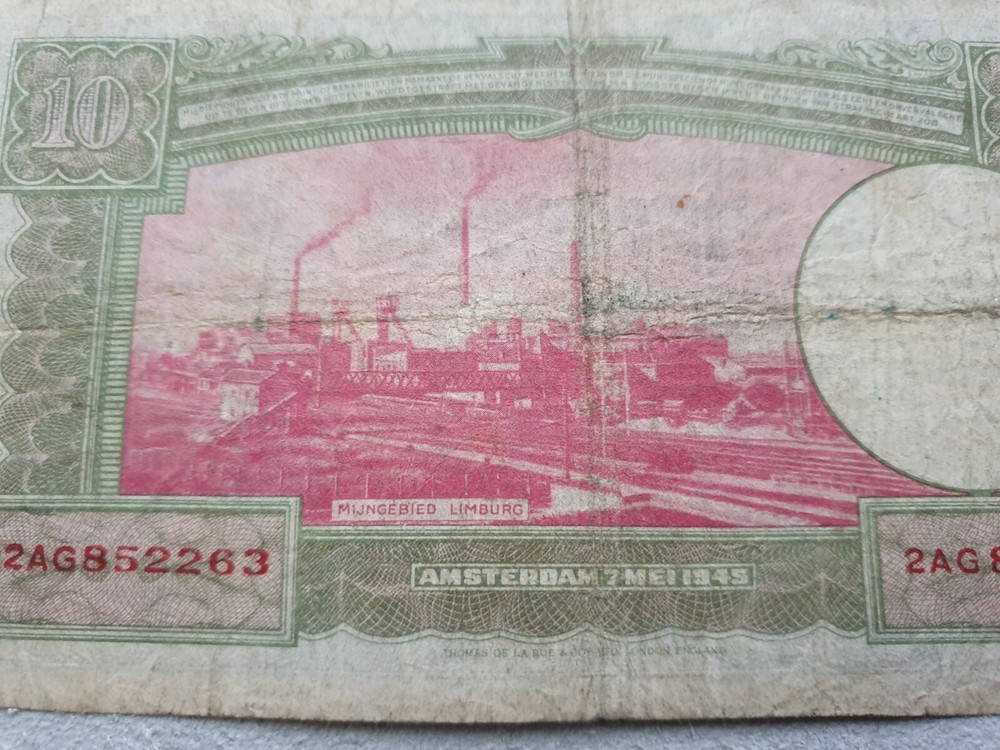Netherlands 10 gulden 1945 banknote