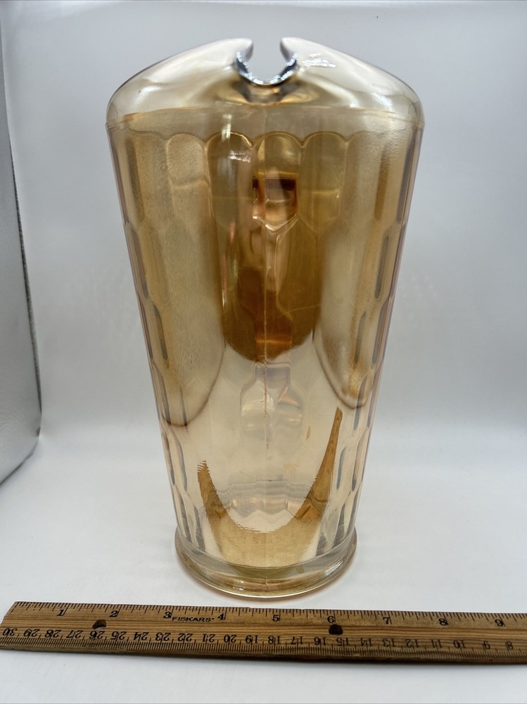 Vintage Orange Carnival Glass Pitcher with Handle Numbered 13A
