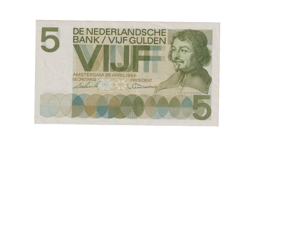 NETHERLANDS 1966 5 GULDEN BANKNOTE P90 UNCIRCULATED