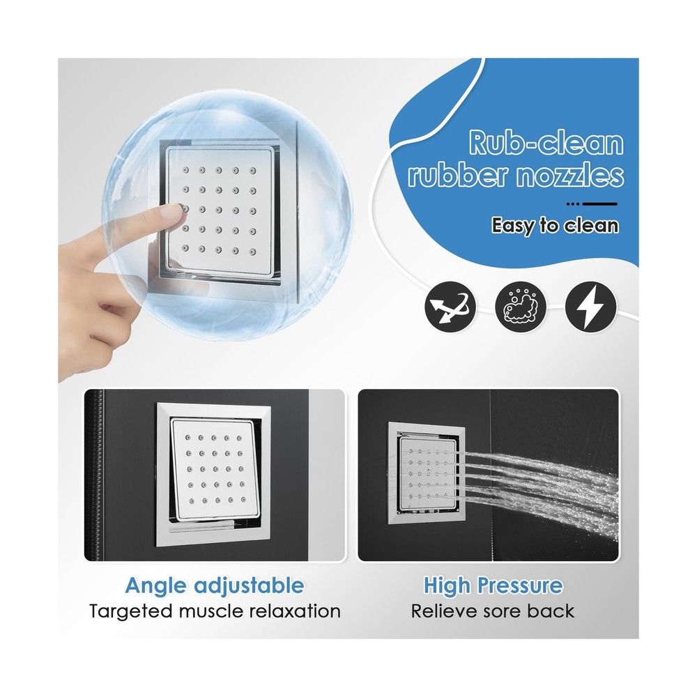 ROVOGO Shower Panel Tower System with Led Lights Rainfall Waterfall... Fast Ship