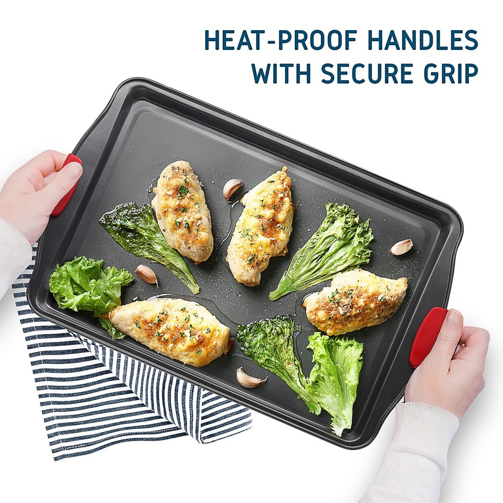 2 Piece Baking Sheet Pan Set Joytable Nonstick Steel Durable Large Cookie Sheets