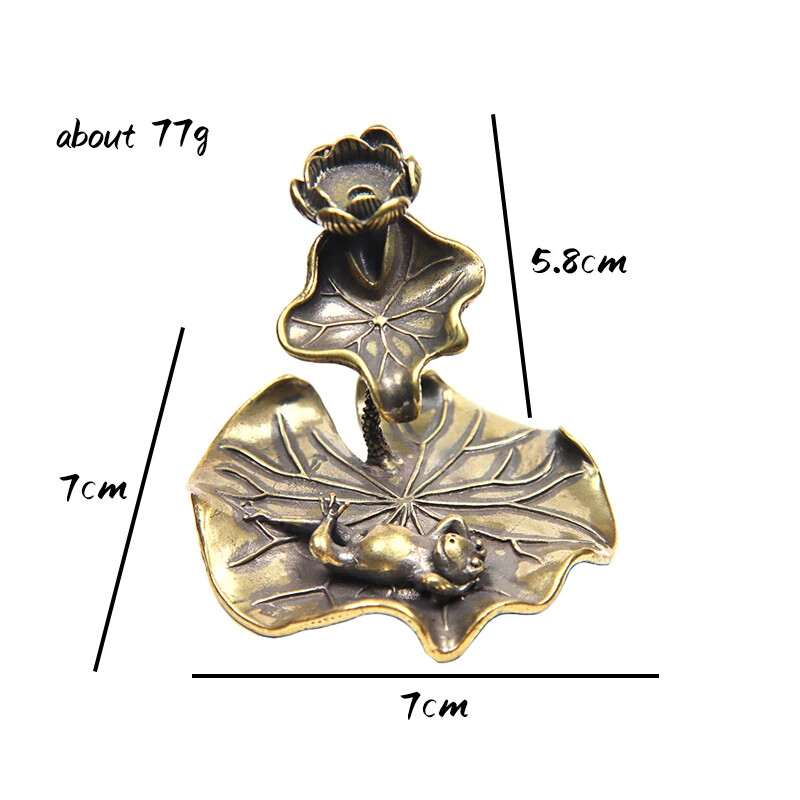 Brass Lotus Leaf Backflow Incense Burner Decorations Solid Pure Copper Lotus