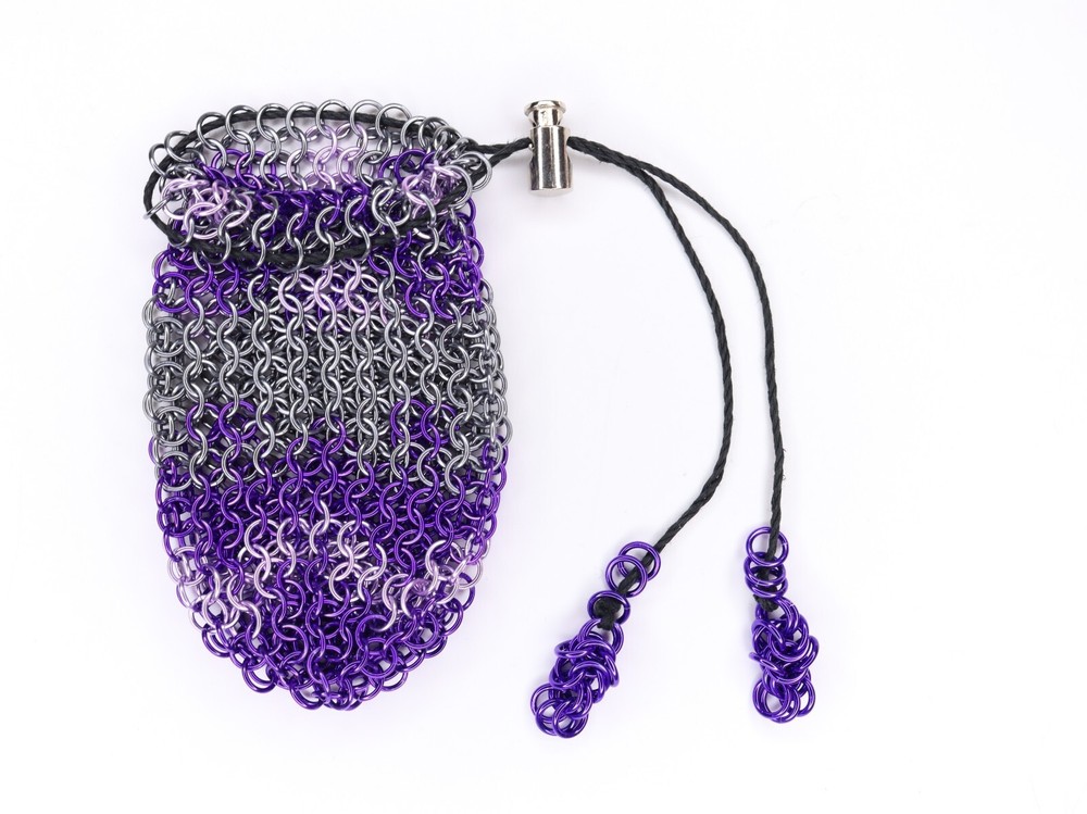 DIY Patterned Chainmail Dice Bag Kit - Beginner Metal Drawstring Pouch Craft Kit