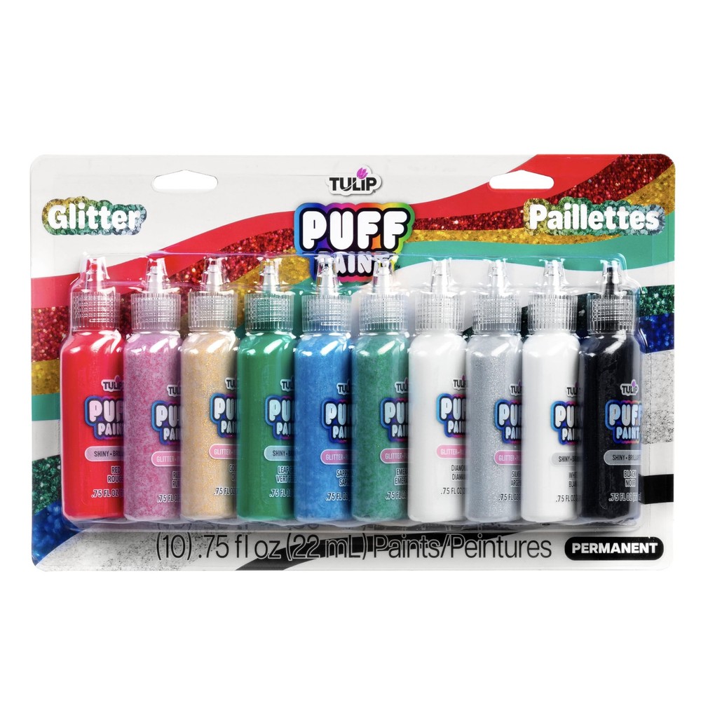 Glitter Puff Paint Pack, Permanent Multi-Surface Craft Paint for Drawing, Mar...