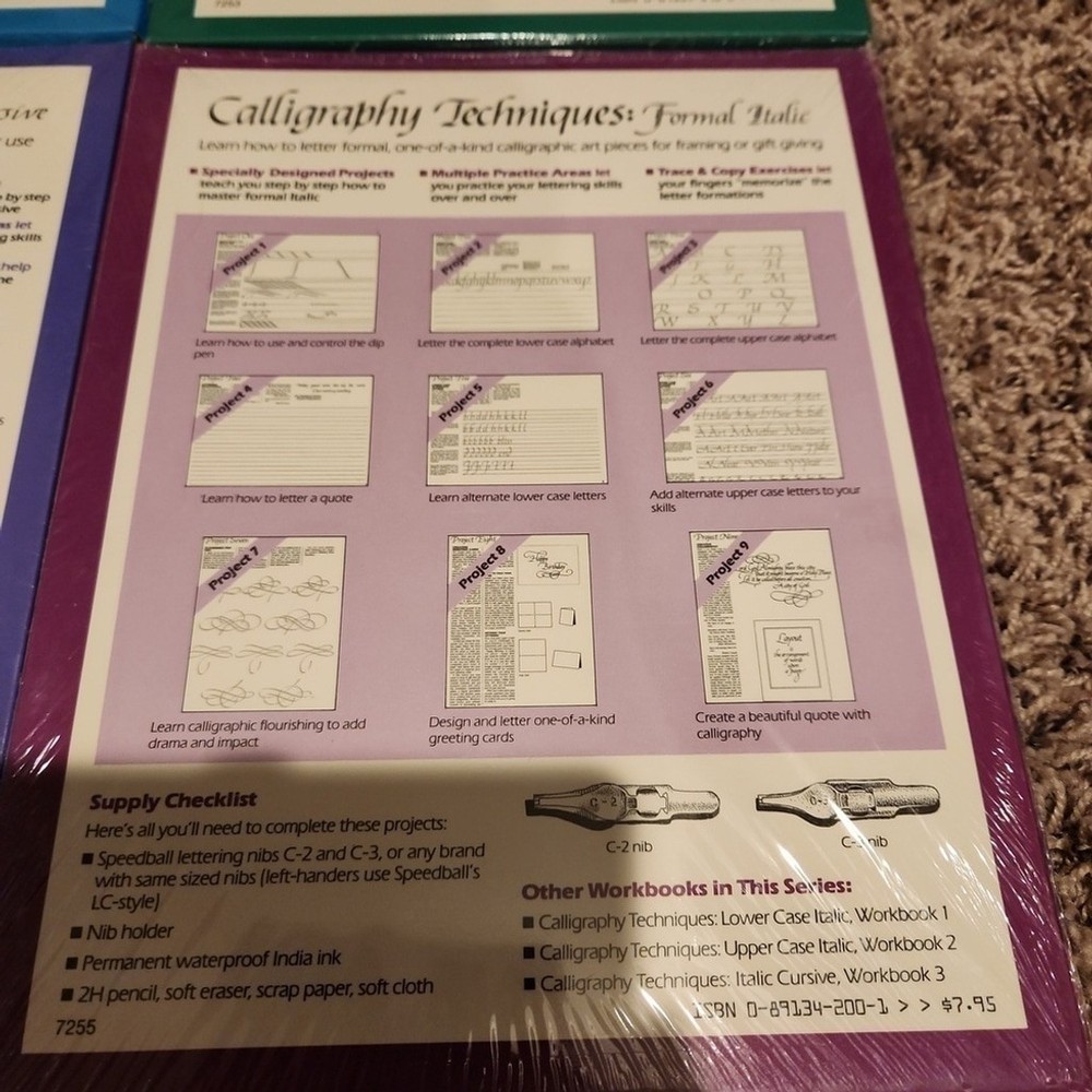 Vintage Calligraphy Techniques Workbooks Set of 4