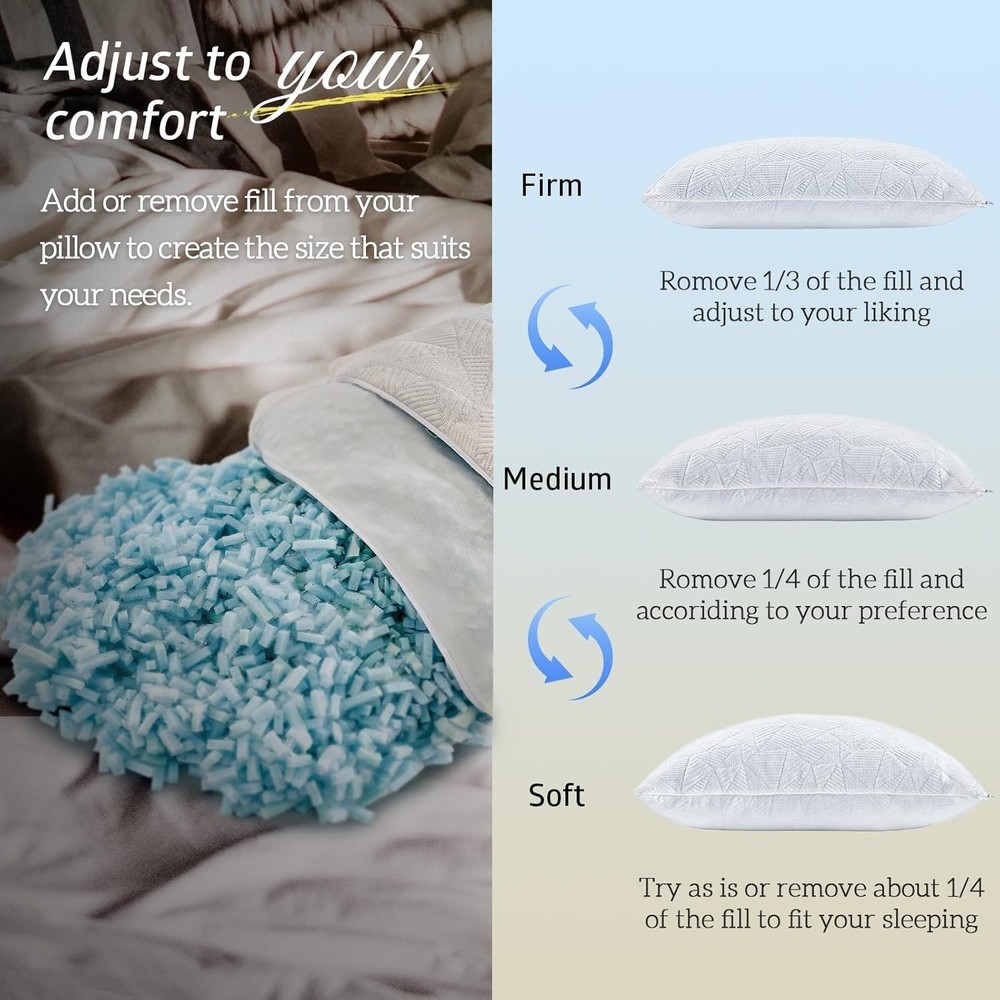 Cooling Pillow - Shredded Memory Foam for a Refreshing Sleep Experience