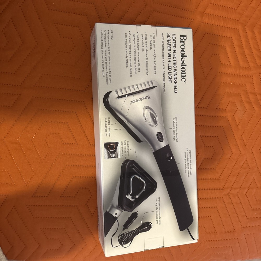 Heated Electric Windshield Scraper With Led Light NEW IN BOX
