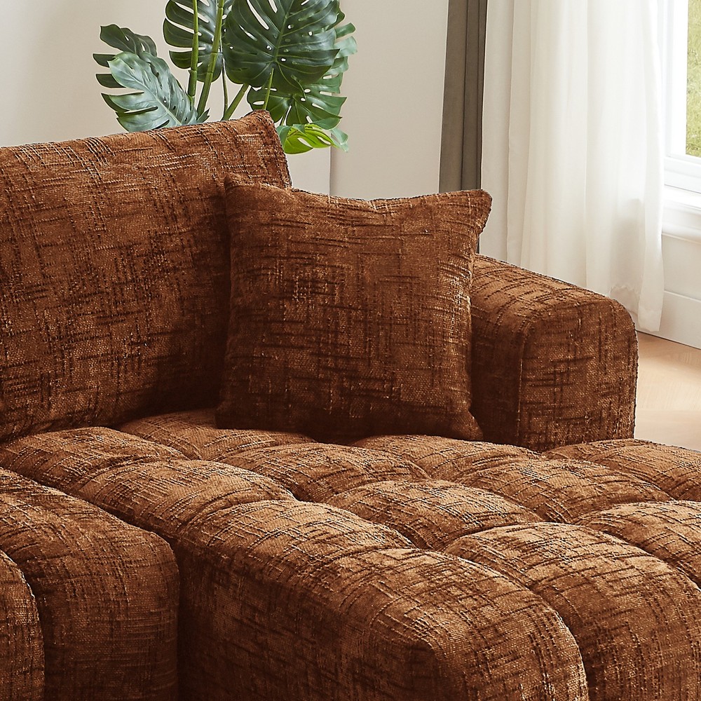 Chenille L-Shape Luxury Sectional Oversized Sofa,Mnimalist Design,Comfy Slee