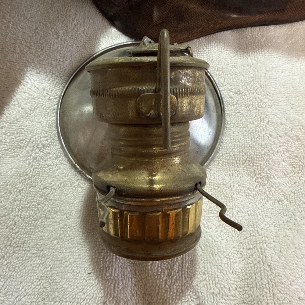Antique Miners Helmet With Carbide Light