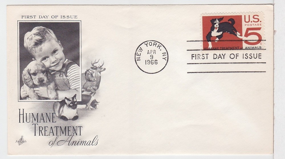 TurtlesTradingPost- ASPCA #1307 - 1966 FDC Artcraft Cachet - Unaddressed