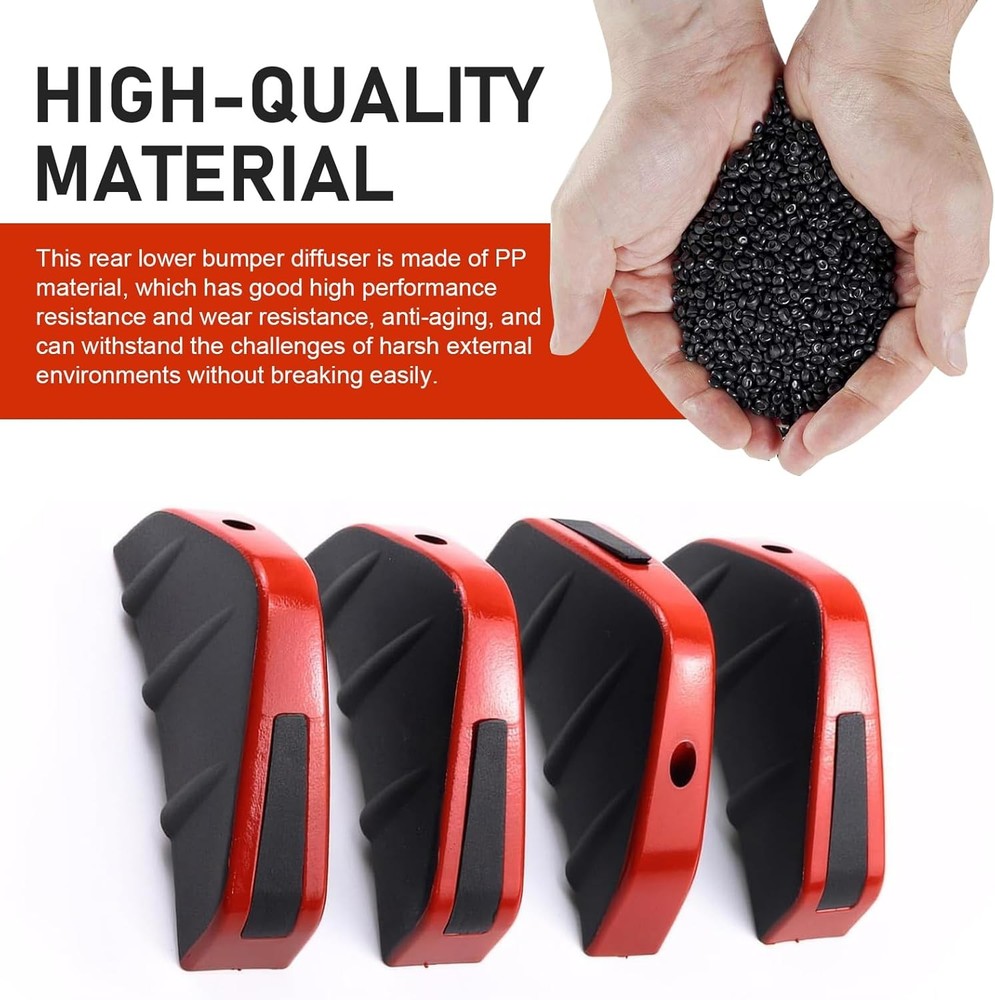 4 PCS Lower Bumper Lip Diffuser, Anti-scratch Triangular-shape Bump Color: Red
