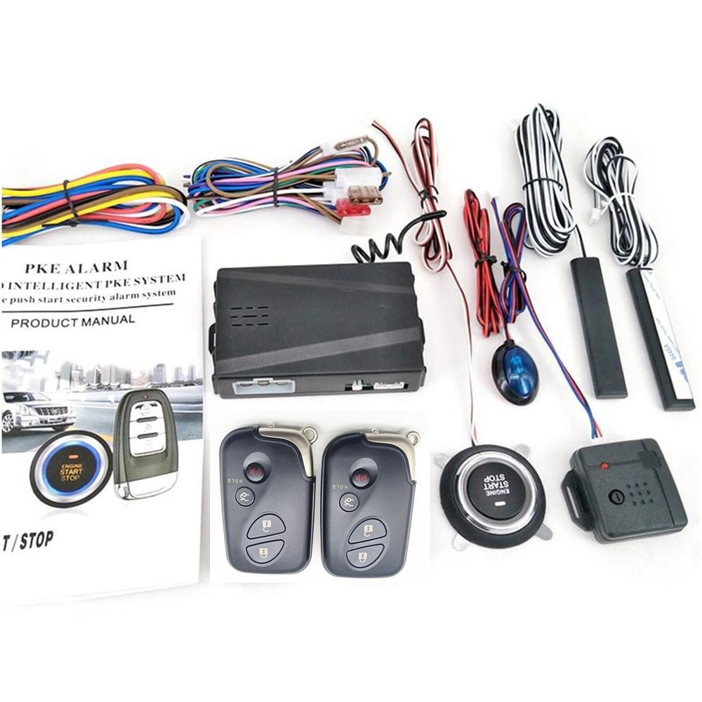 Car Engine Alarm System Remote Security PKE Keyless Entry One-Button Start 12V