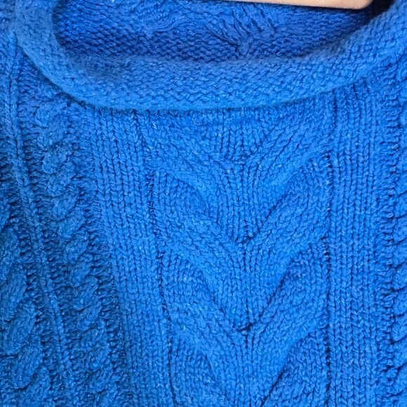 Anthropologie Pilcro blue cable knit rolled mock pullover sweater medium