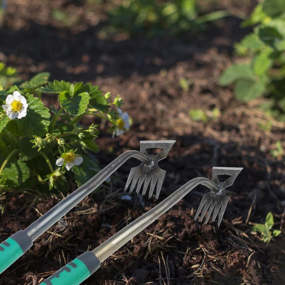 Manual Weed Puller Tool, 6‑Teeth Hand Weeder for Garden Soil & Root Removal