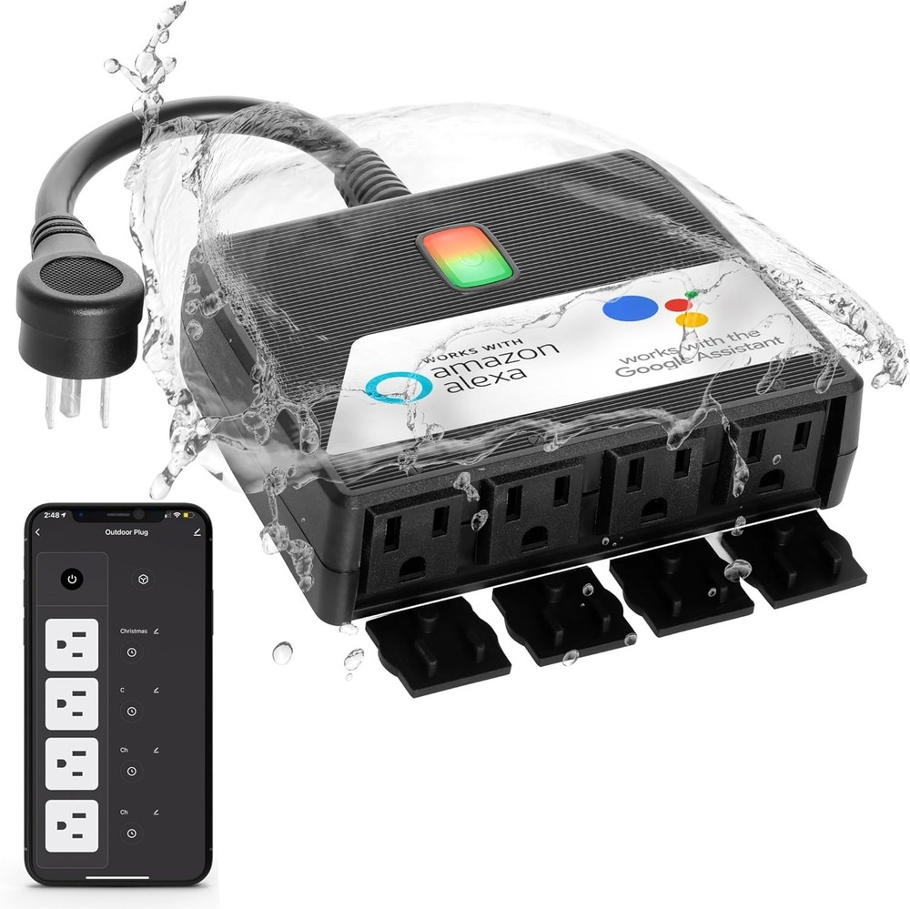 Weatherproof Electrical Power Strip Black