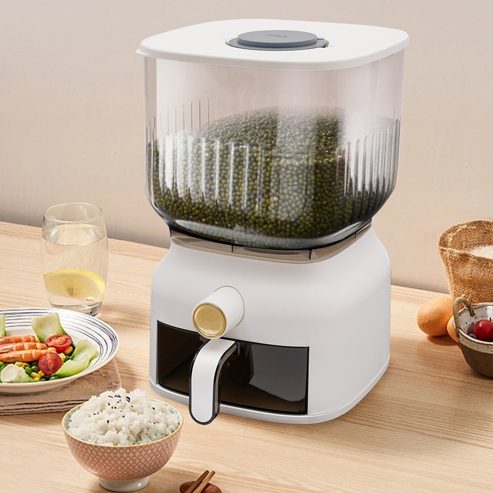 22lbs Square Rice Dispenser Grain Container Kitchen Organizer With Rice Cup