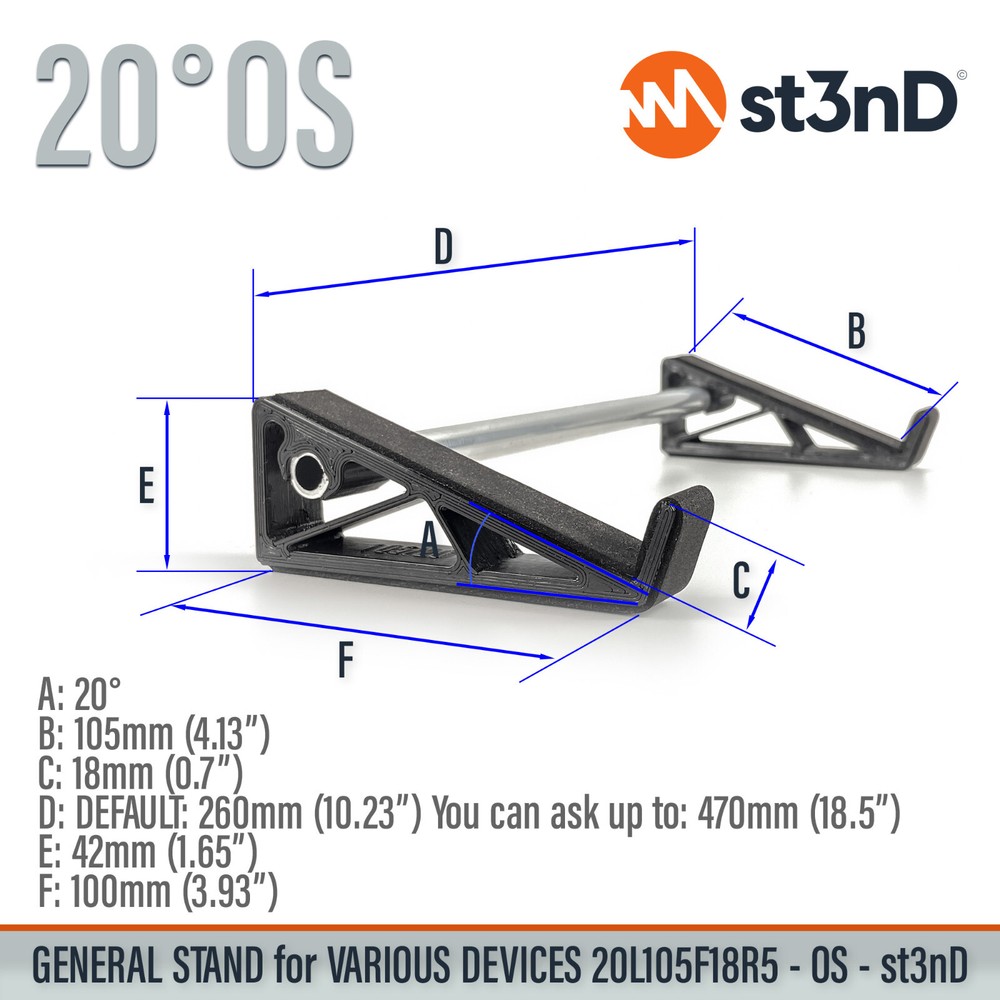 UNIVERSAL STAND for SYNTHS / CONTROLLERS / FX - 20° - Open Style - 20L105F18R5