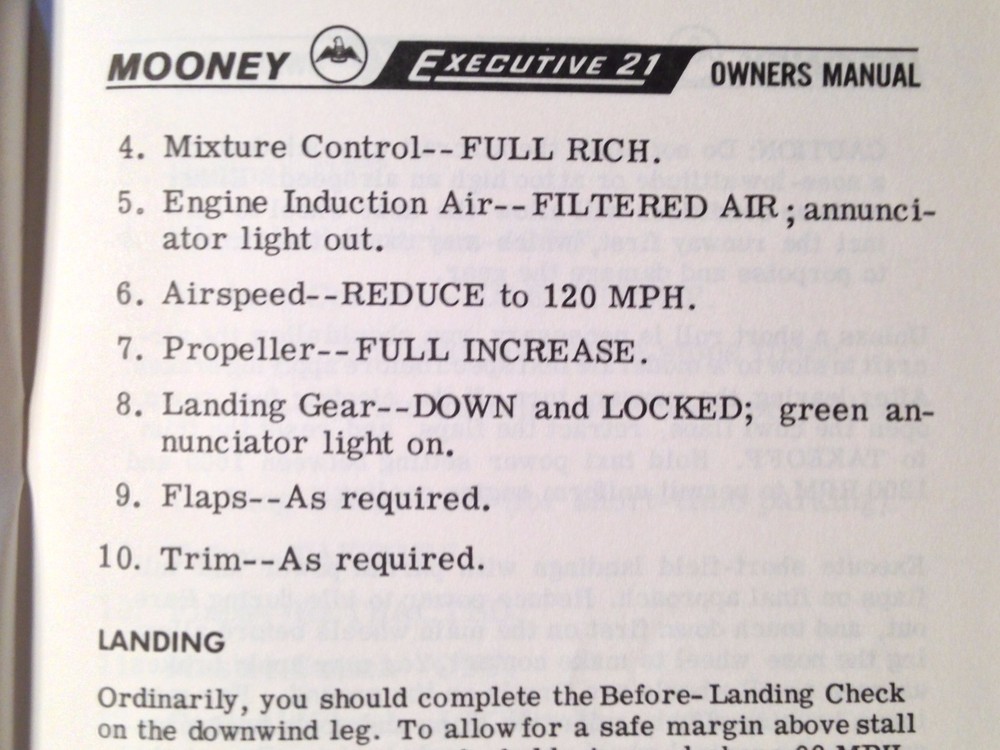 1969 Mooney Executive 21, M20F Owner's Manual