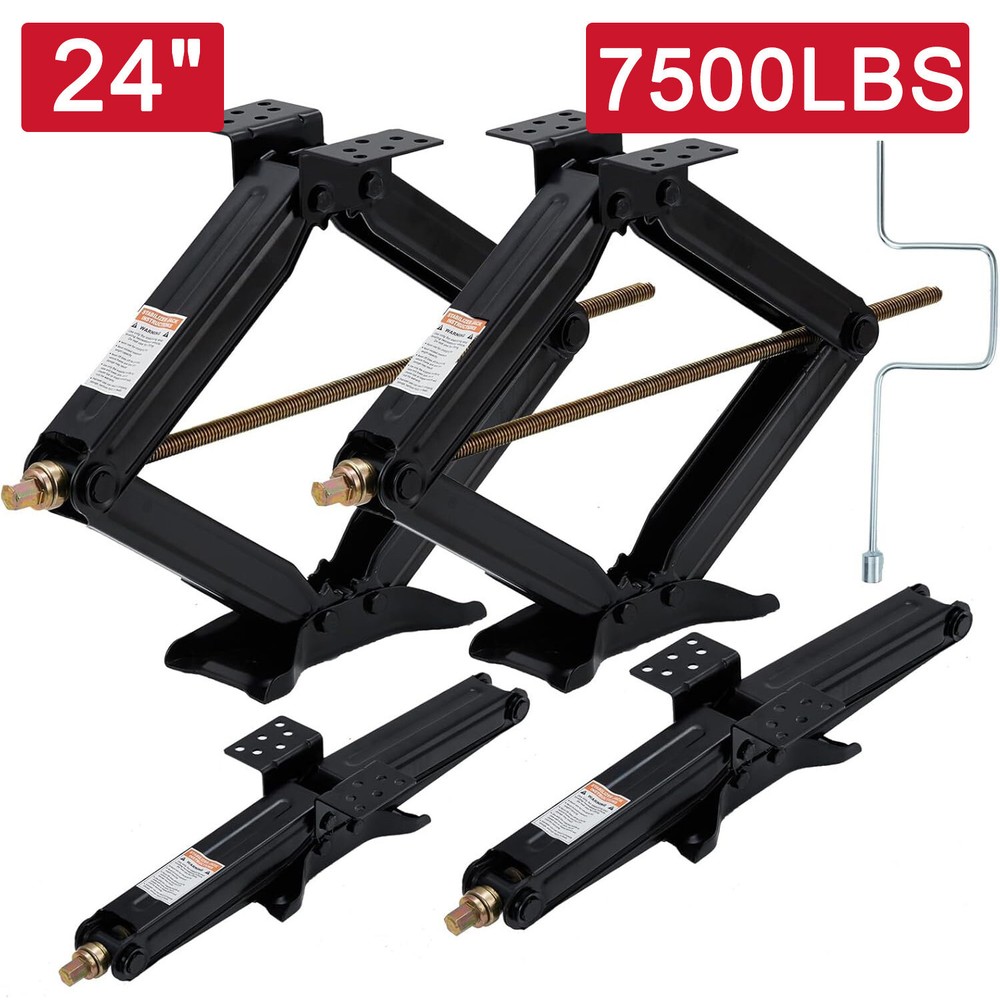 7500lbs 24" RV Stabilizer Leveling Scissor Jacks with Crank Handle for Trailers