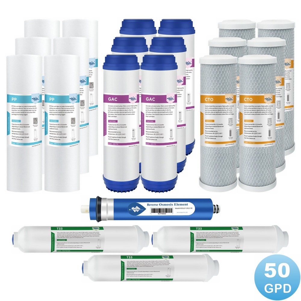 5-Stage Whole House Reverse Osmosis System Water Filter Set with 50G RO Membrane