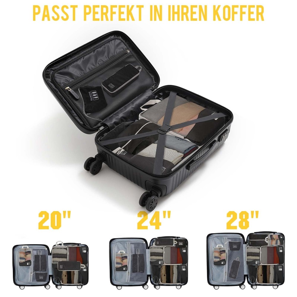 Compression Packing Cubes 8 Set, Dual Zipper Compression Packing Cubes for Tr...