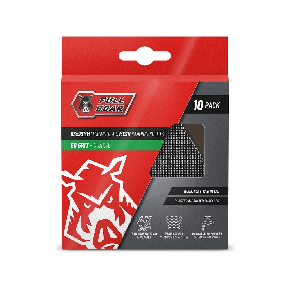 Full Boar 80G Triangular Mesh Sanding Sheets - 10 Pack