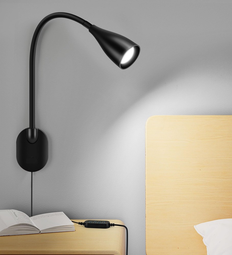 Wall-Mounted Bedside Reading Light with USB Charging Port, 10-Level Dimmable ...