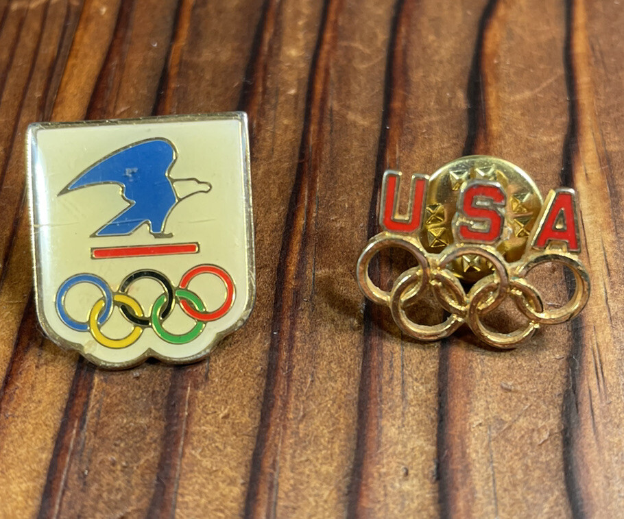 Olympics lapel pin lot rings & USPS eagle collectible vintage