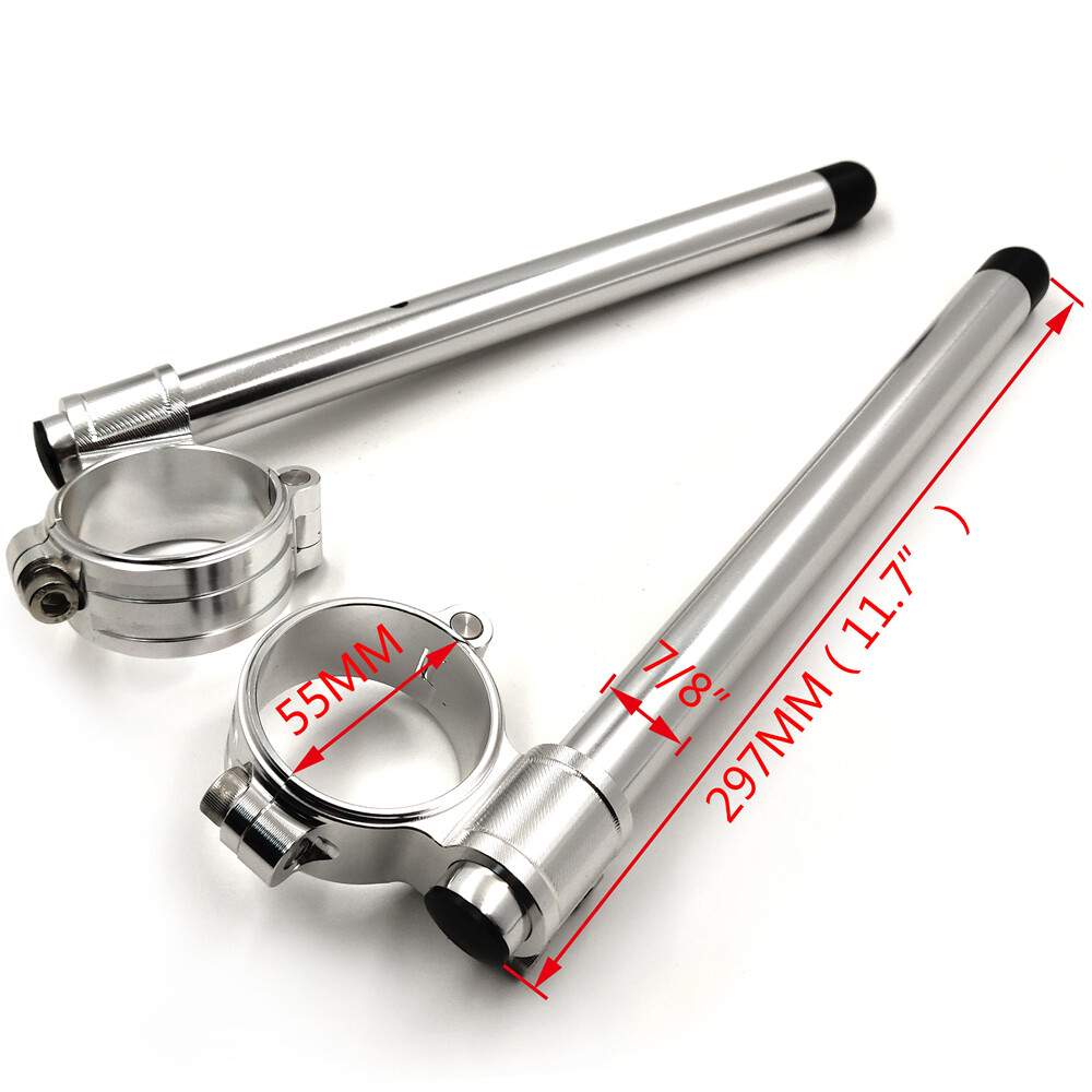HTTMT- Silver CNC 55mm Clip-ons Handlebar Riser Handle Bar Compatible with Honda