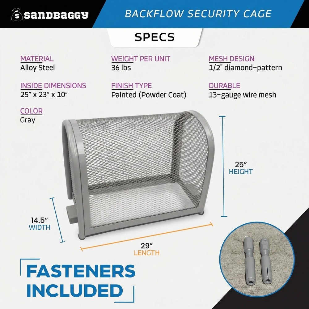 Backflow Security Cage – Backflow Preventer Enclosure (Gray, Medium) - Sandbaggy