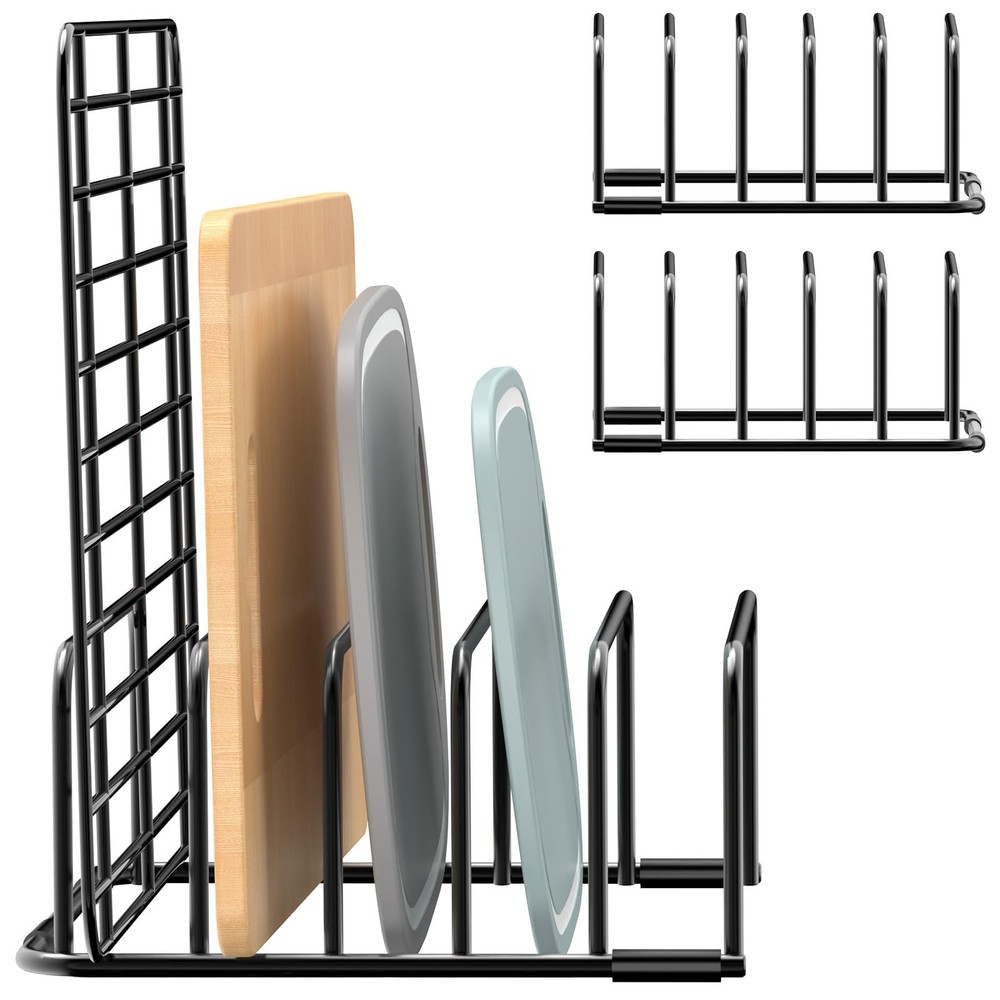 Fikoksol Cutting Board Organizer and Baking Sheet Rack, One Size, 2pc Black