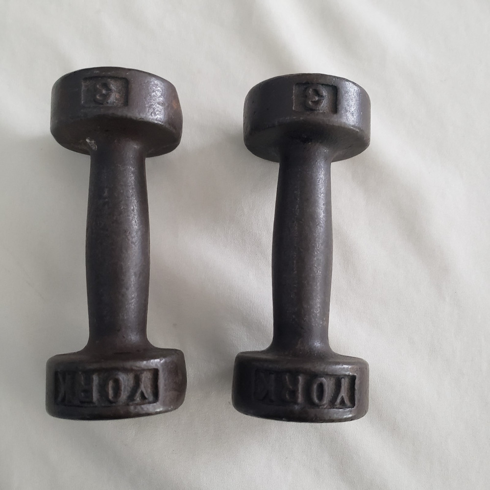 York 3lb VTG Roundhead Dumbbell Pair Black For Work Outs EXCERCISE