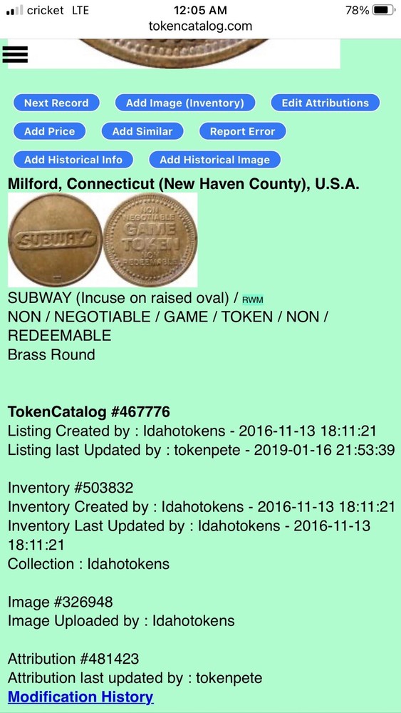 Game Token - Subway Headquarters - Milford, Connecticut