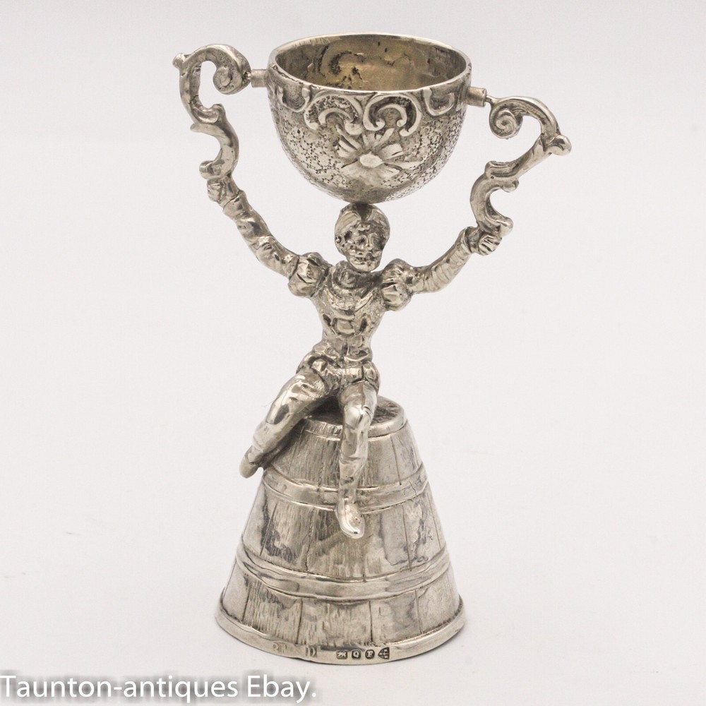 Solid sterling silver wager cup Marriage Berthold Muller 1899 Chester jester?