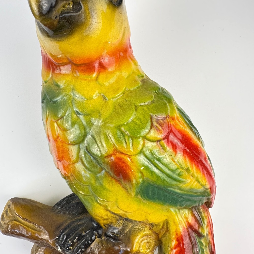 Mid-Century Chalkware Parrot Bird Wall Hanging