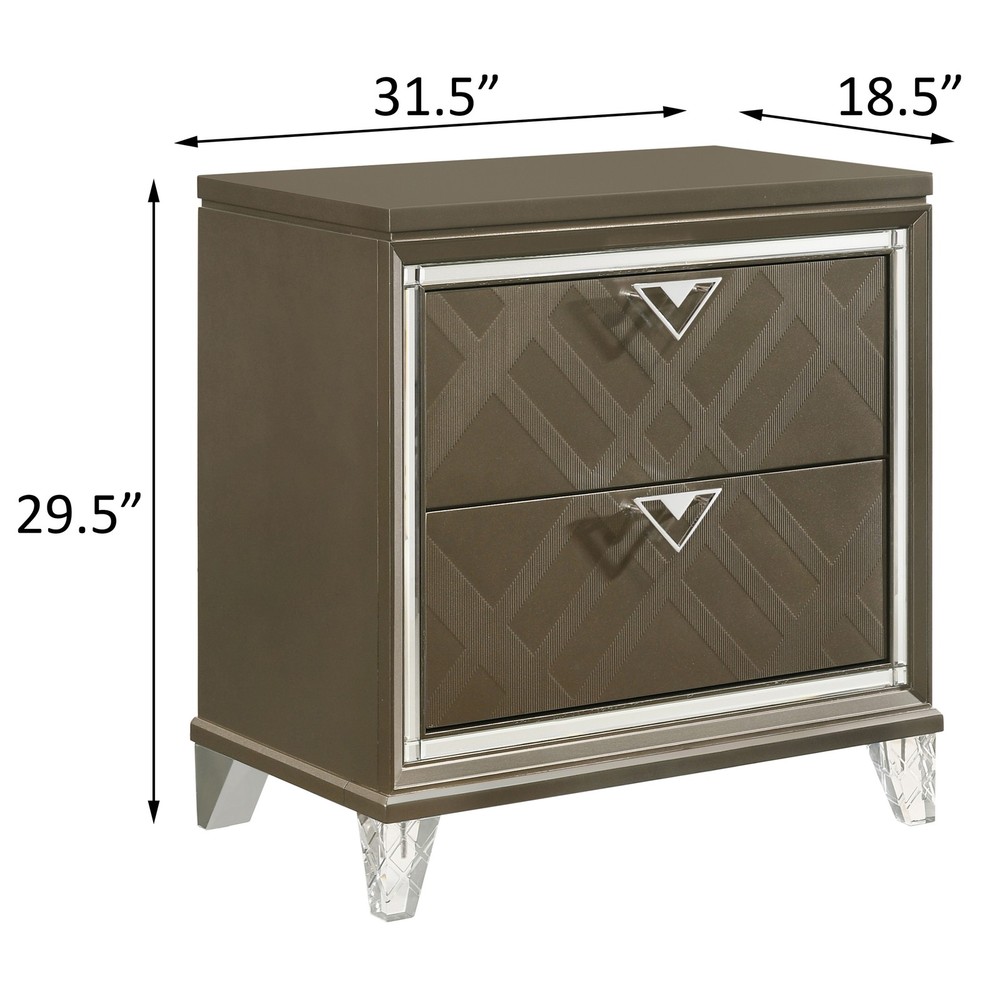 Dark Champagne 2-drawer Nightstand