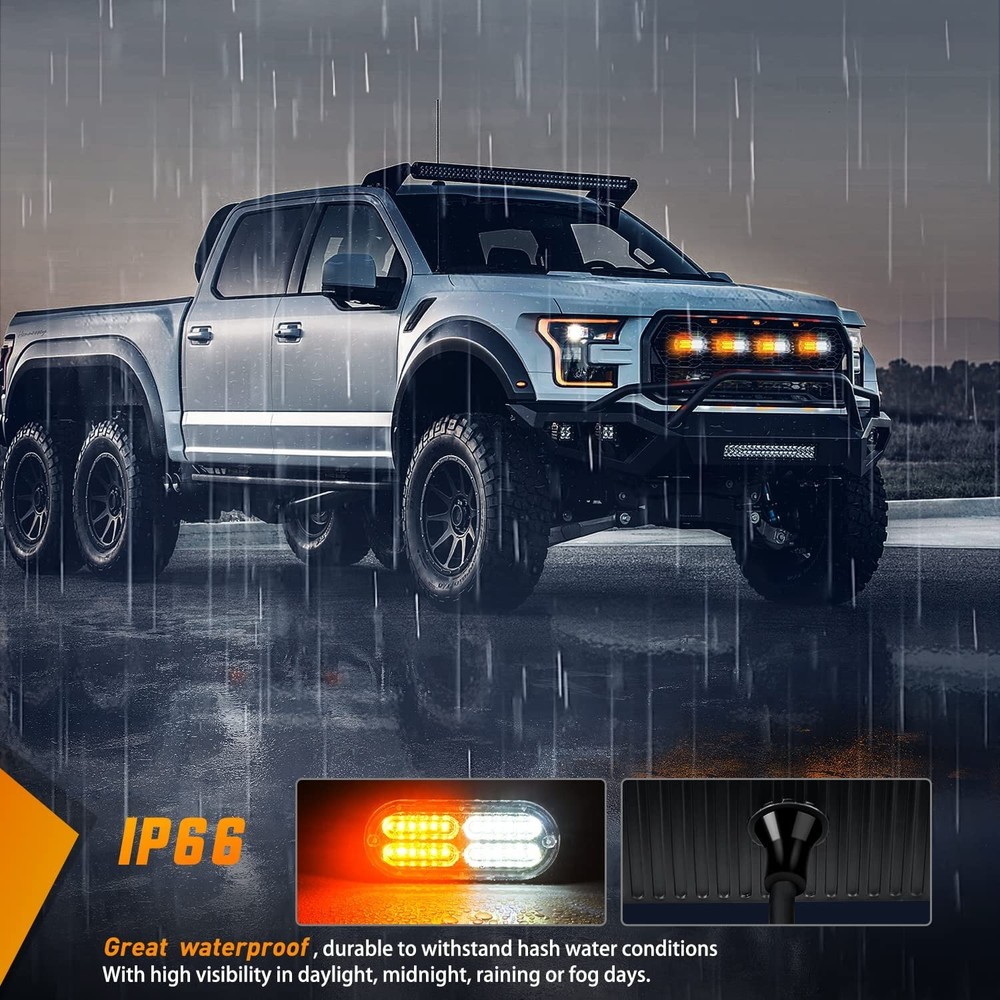 12-24V 24 LED Bright White Sync Feature Emergency Hazard Warning Strobe Lights