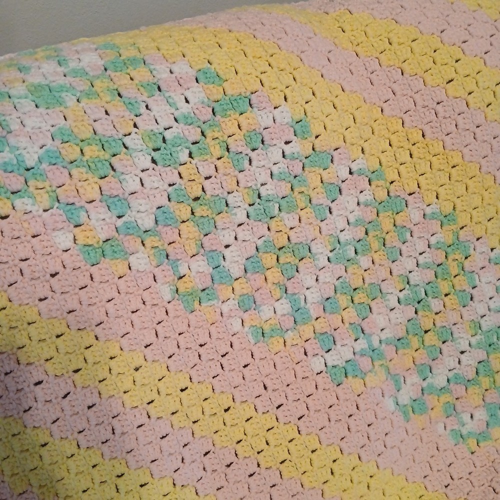 Handmade Crochet Afghan 36×50 Pastel Colors