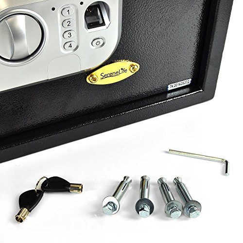 SereneLife Fingerprint Electronic Safe Box Security Box, Includes Keys