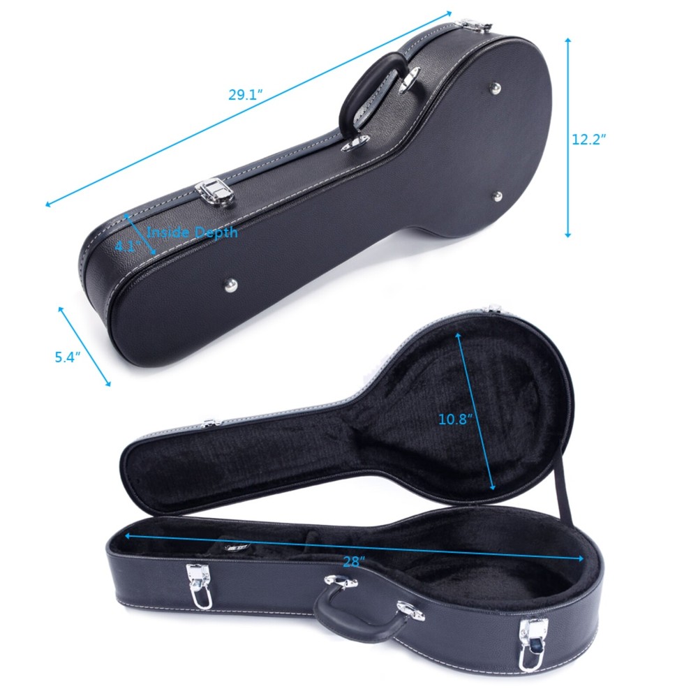 A-Style Black Mandolin Hard Shell Case With Microgroove, Mandoline Hard Case