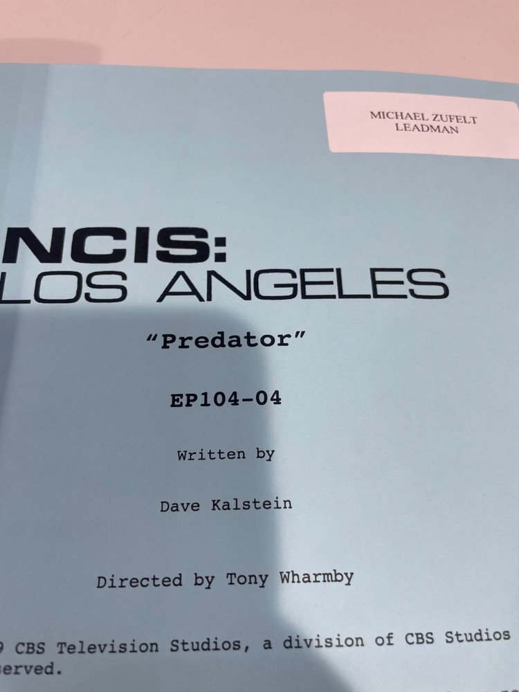“NCIS: Los Angeles” Authentic Tv script Used On Set. "Predator " EP- 104-04