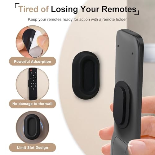 Magnetic Remote Control Holder Wall Mount, 4 Pack Silicone Remote Control Black