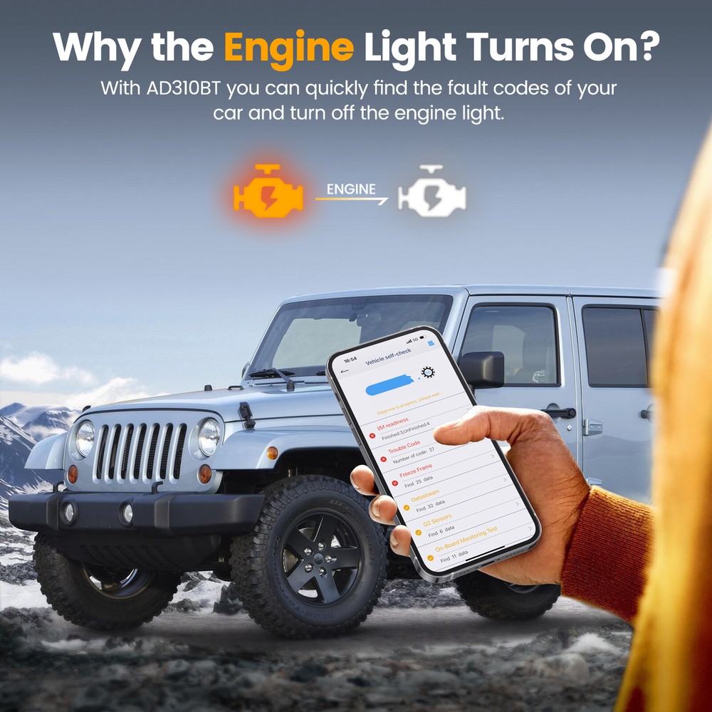 ANCEL AD310 BT Bluetooth Code Reader OBD2 Scanner Diagnostic for iOS Android